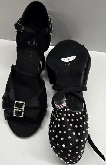 2.5" Uforia -- Women's Latin Ballroom Sandal -- Black Satin
