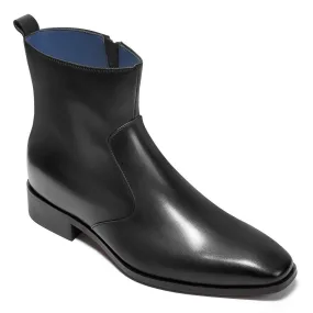 7 CM / 2.76 Inches CMR CHAMARIPA Chamaripa Men's Black Leather Elevator Boots with Side Zipper