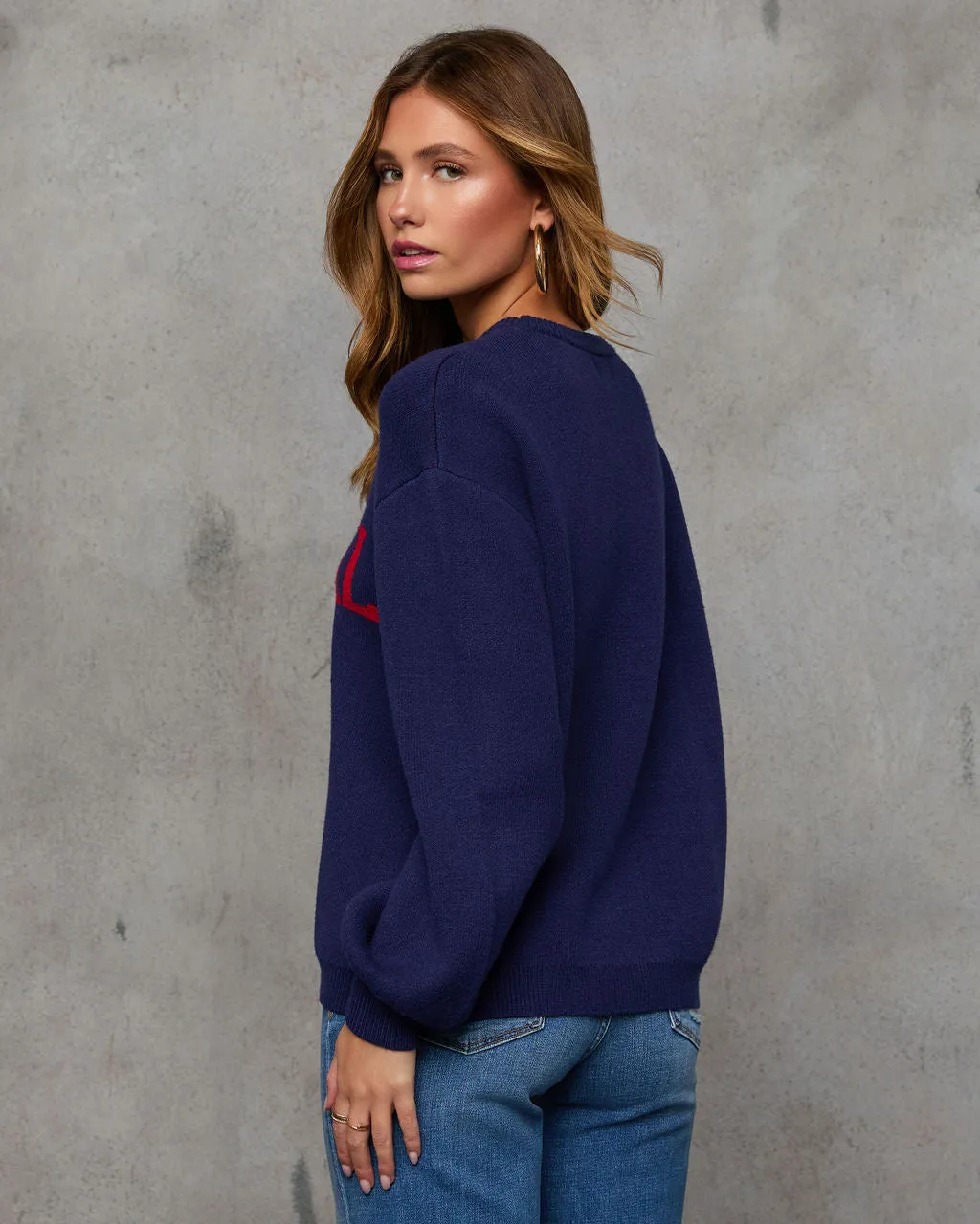 Baseball Mom Knit Pullover Sweater