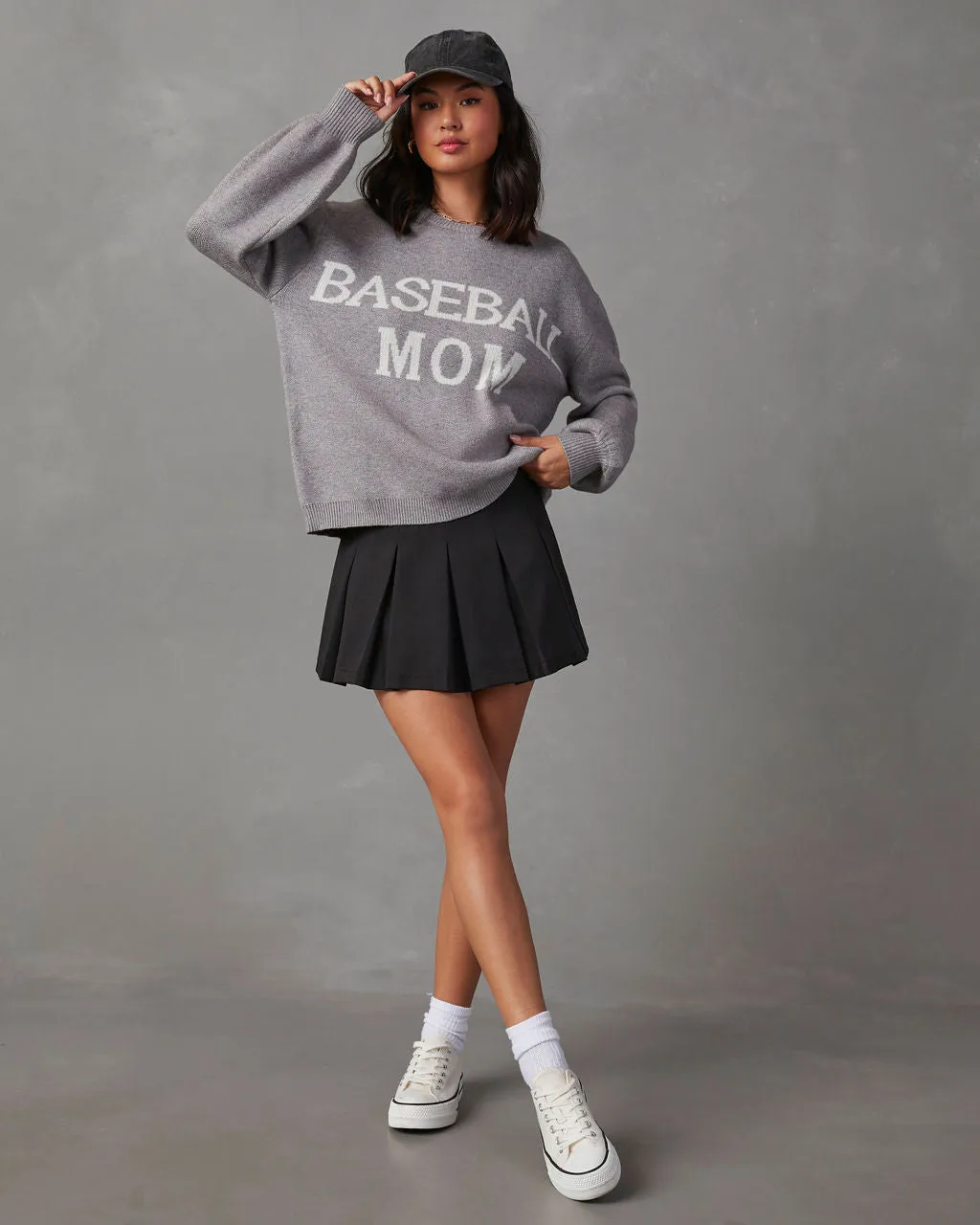 Baseball Mom Knit Pullover Sweater