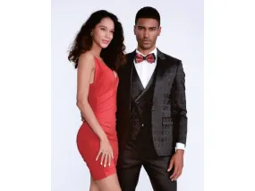 Black Plaid Peak lapel Dinner Jacket Tuxedo Rental