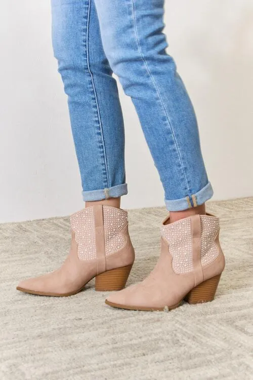 Blush Rhinestone Ankle Bohemian Cowgirl Booties