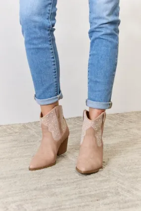 Blush Rhinestone Ankle Bohemian Cowgirl Booties