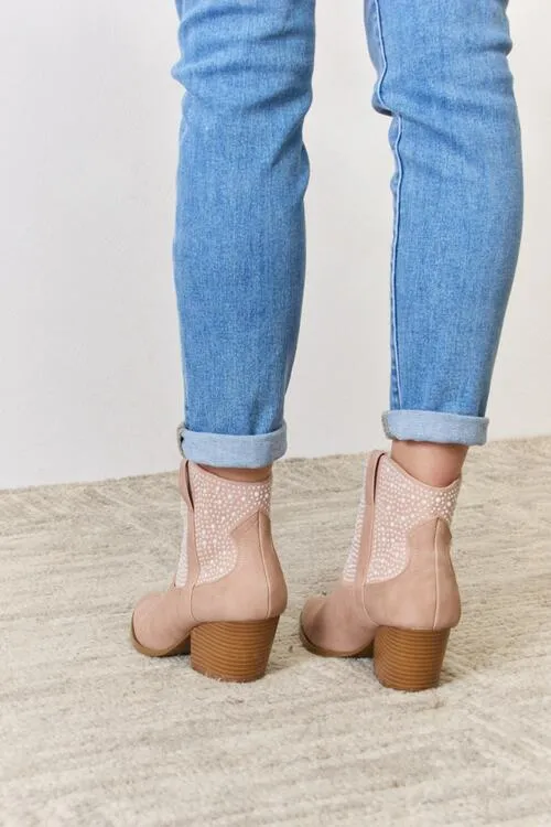 Blush Rhinestone Ankle Bohemian Cowgirl Booties