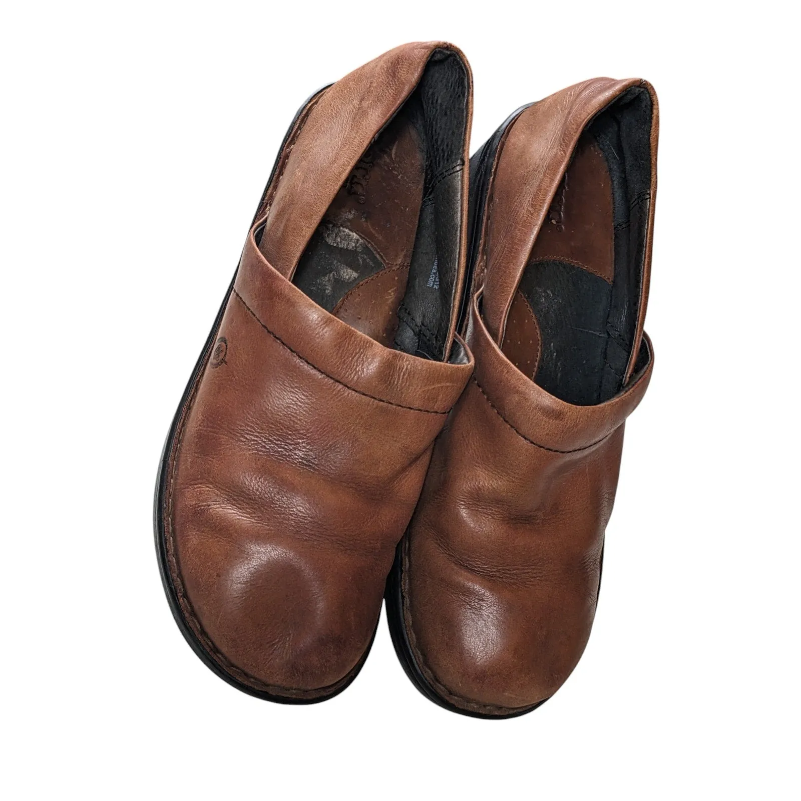 Born Shoes Womens Size 9 Brown Leather Slip On Clogs Casual Comfort Boho