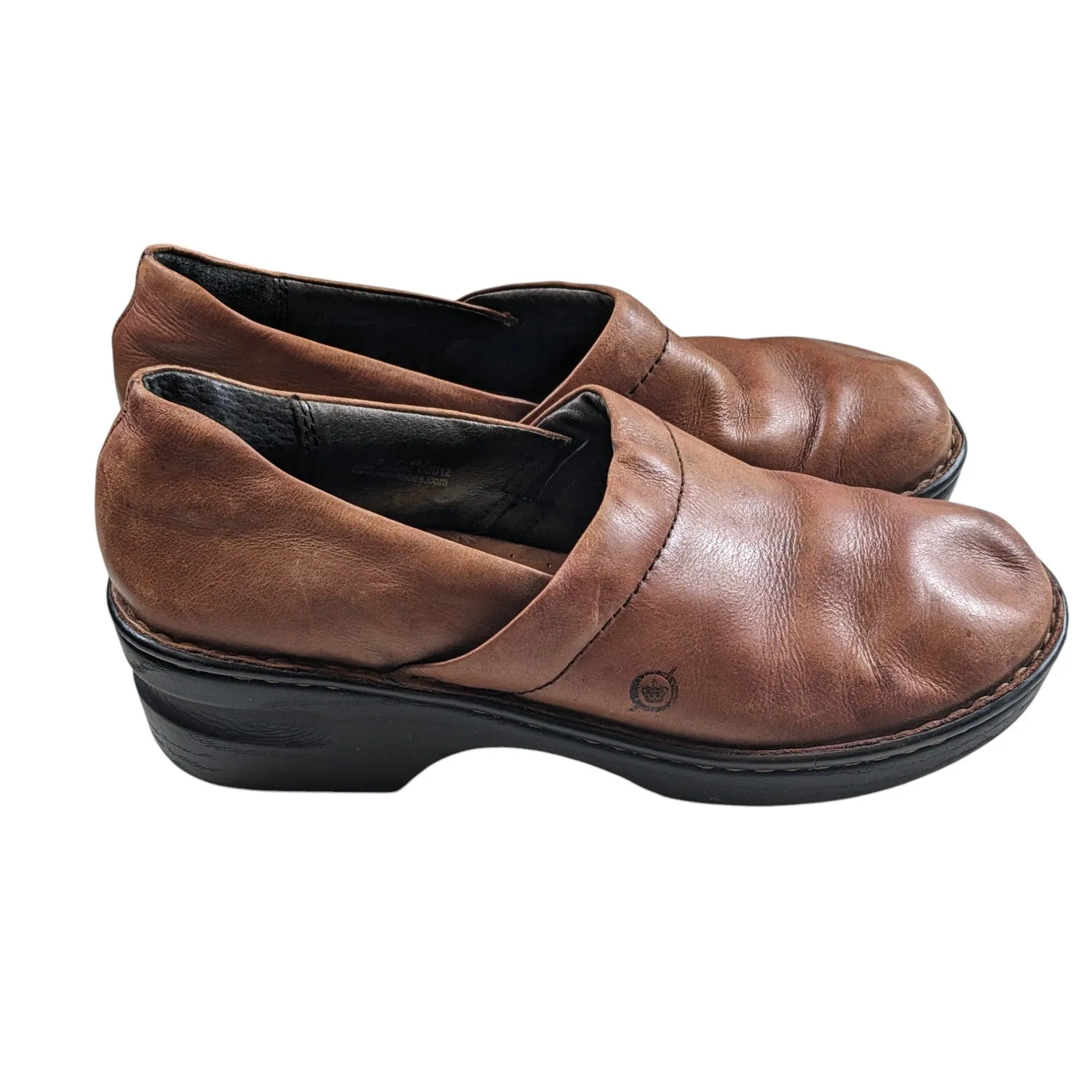 Born Shoes Womens Size 9 Brown Leather Slip On Clogs Casual Comfort Boho