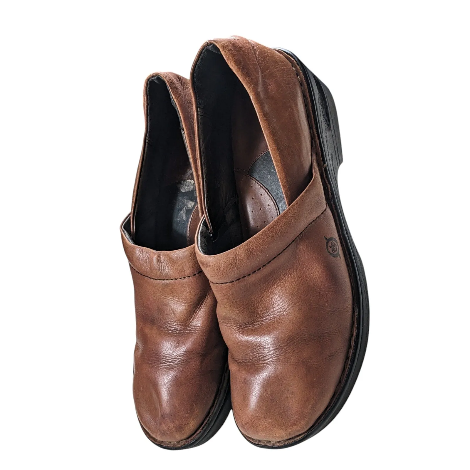 Born Shoes Womens Size 9 Brown Leather Slip On Clogs Casual Comfort Boho
