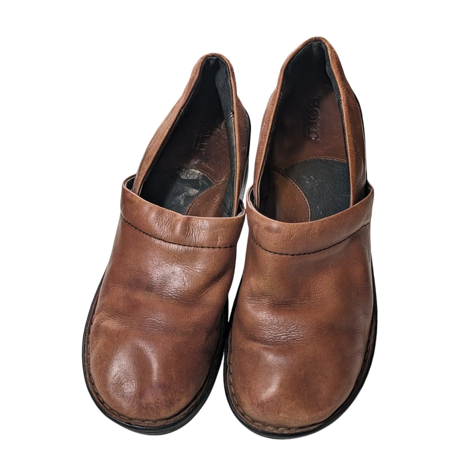 Born Shoes Womens Size 9 Brown Leather Slip On Clogs Casual Comfort Boho