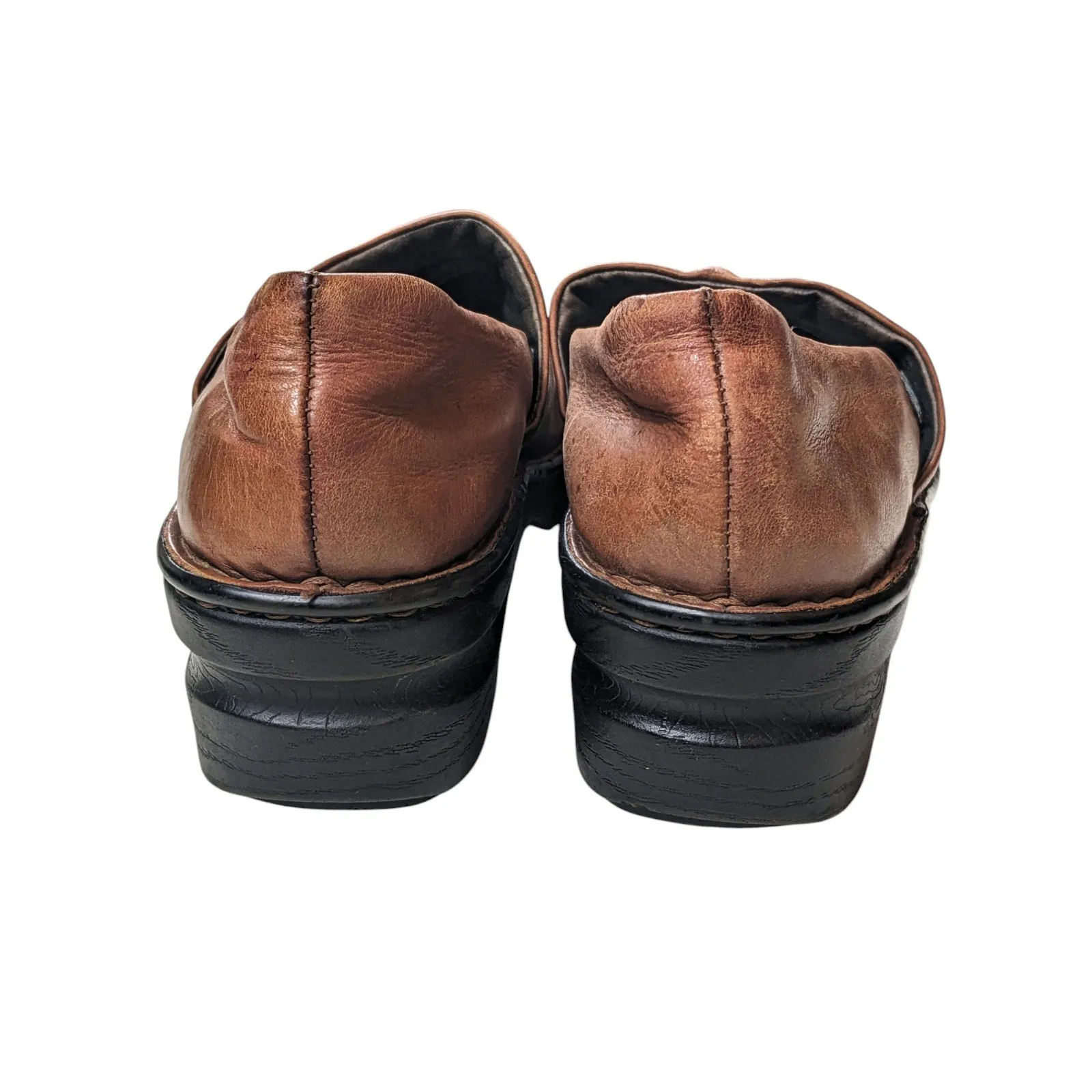 Born Shoes Womens Size 9 Brown Leather Slip On Clogs Casual Comfort Boho