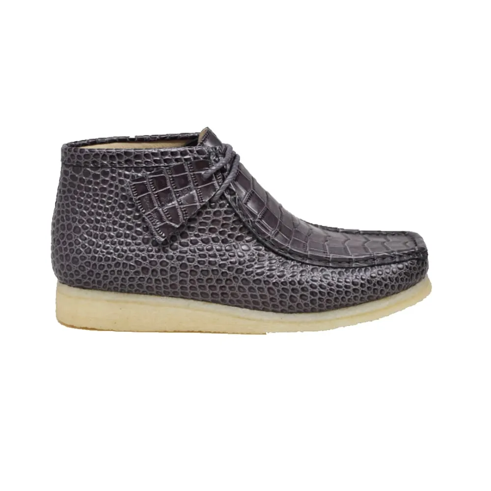 British Walkers Wallabee Boot Gators Men's Gray Alligator Leather Limited Edition Style