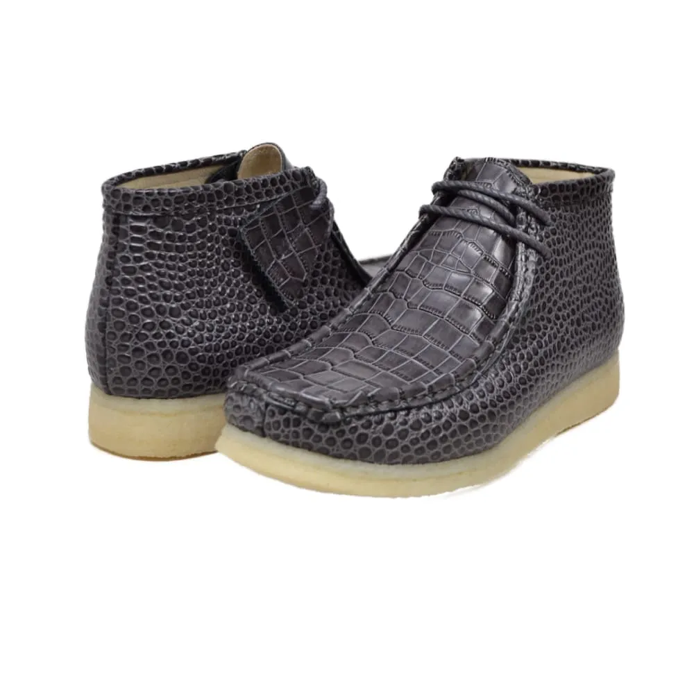 British Walkers Wallabee Boot Gators Men's Gray Alligator Leather Limited Edition Style