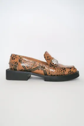 Ganni Leather Animal Print Loafers sz 37