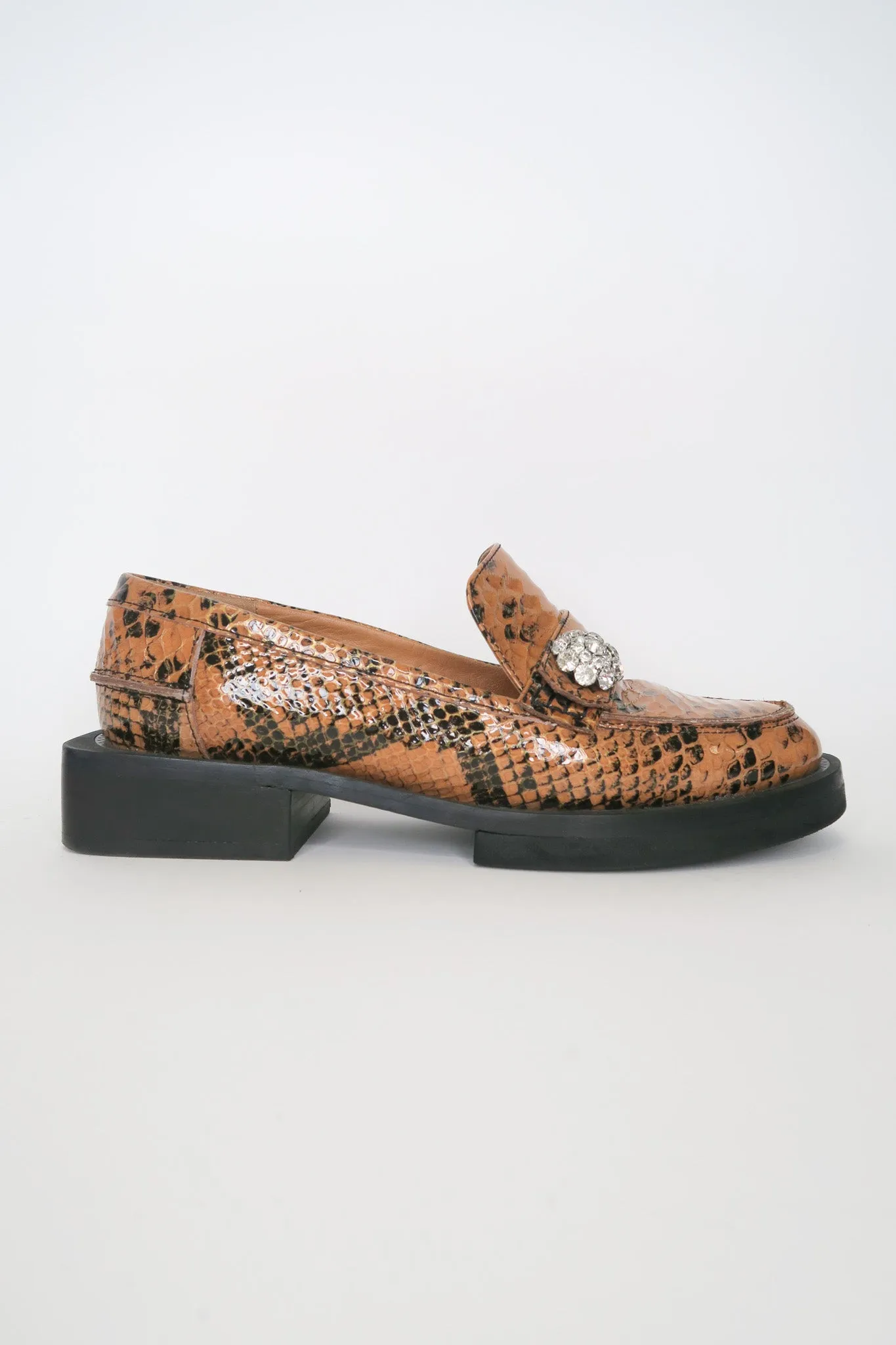 Ganni Leather Animal Print Loafers sz 37