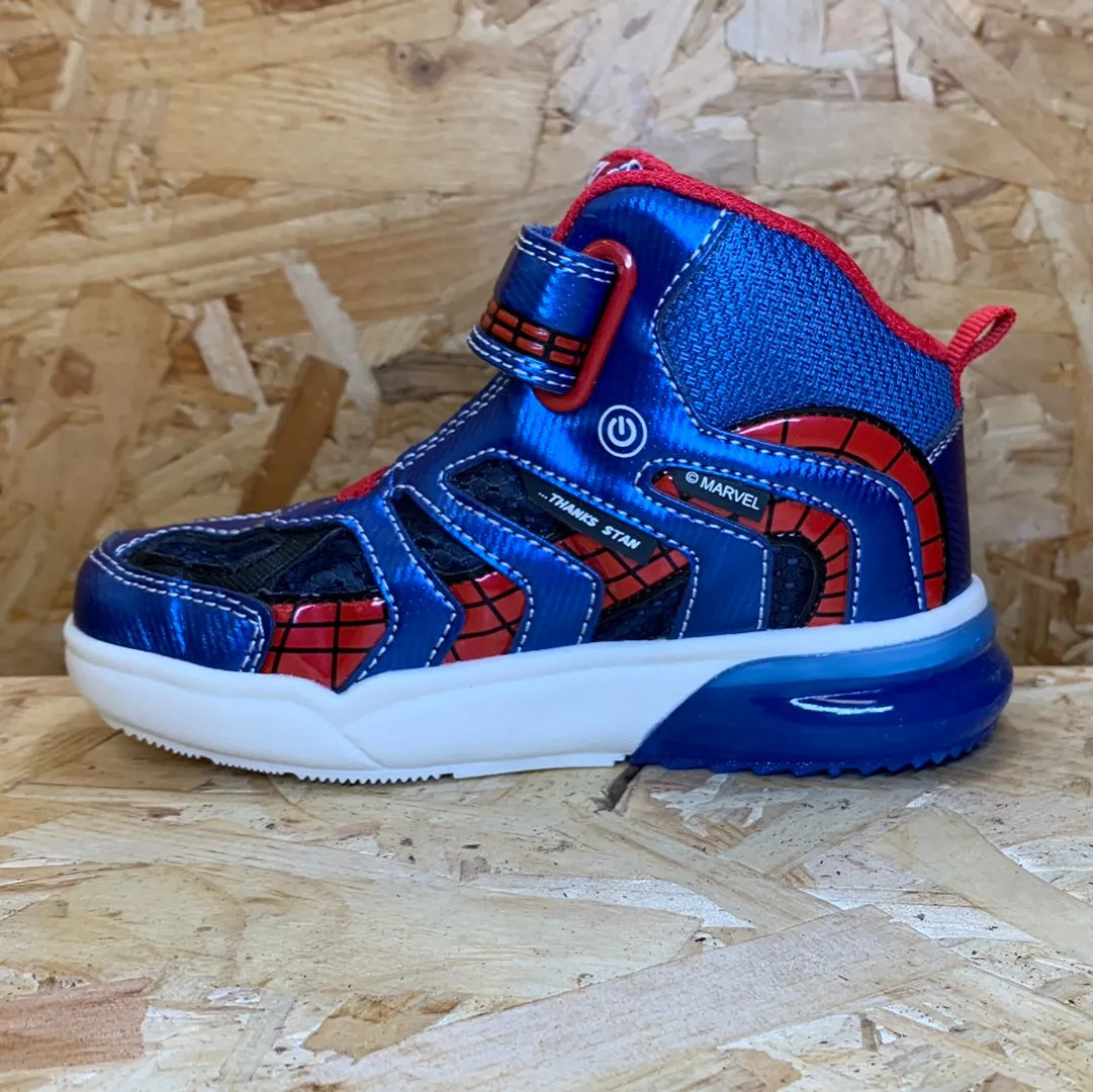 Geox Kids Marvel Spiderman Light Up High Top Trainers - Blue