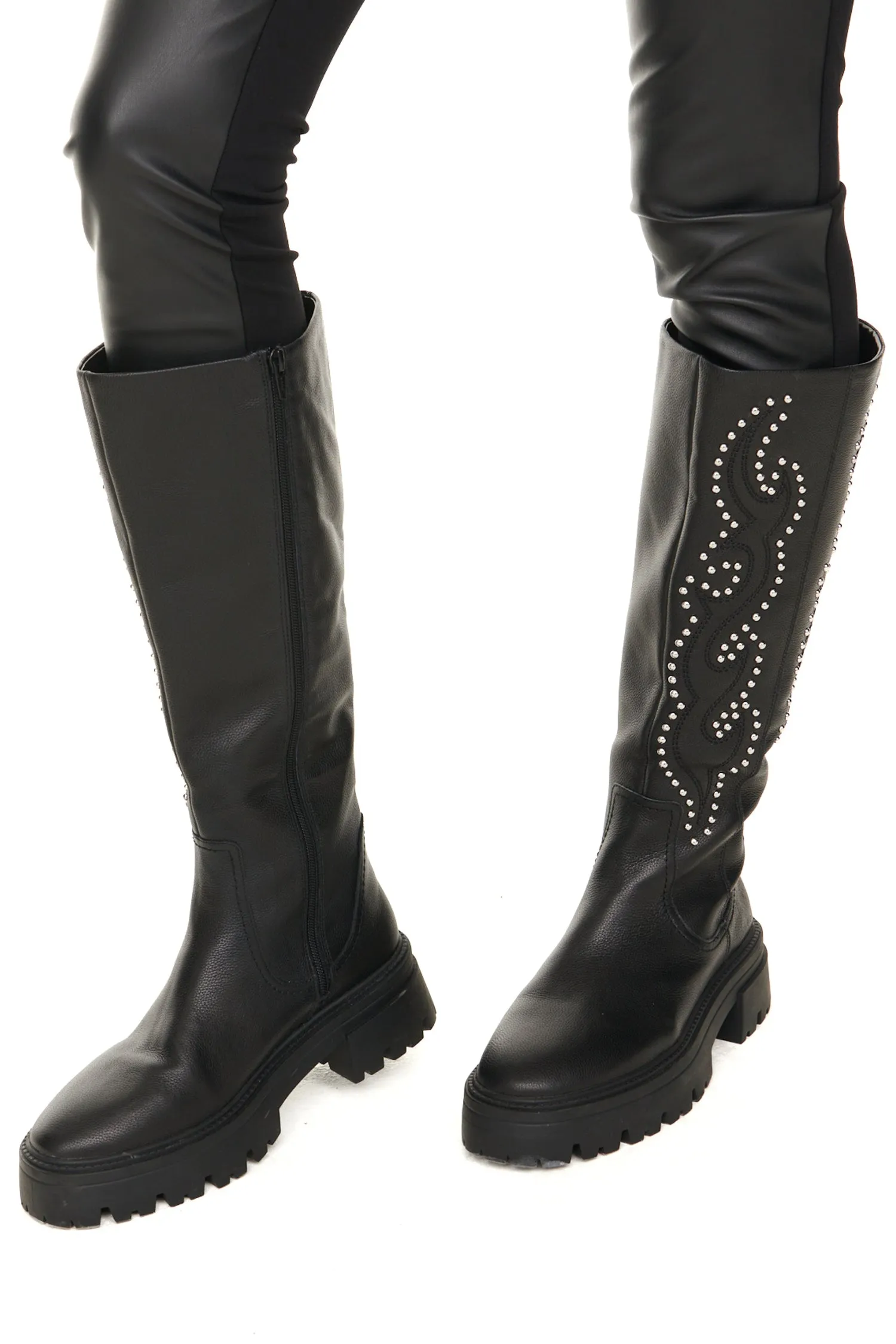 Leather Black Studded Boot