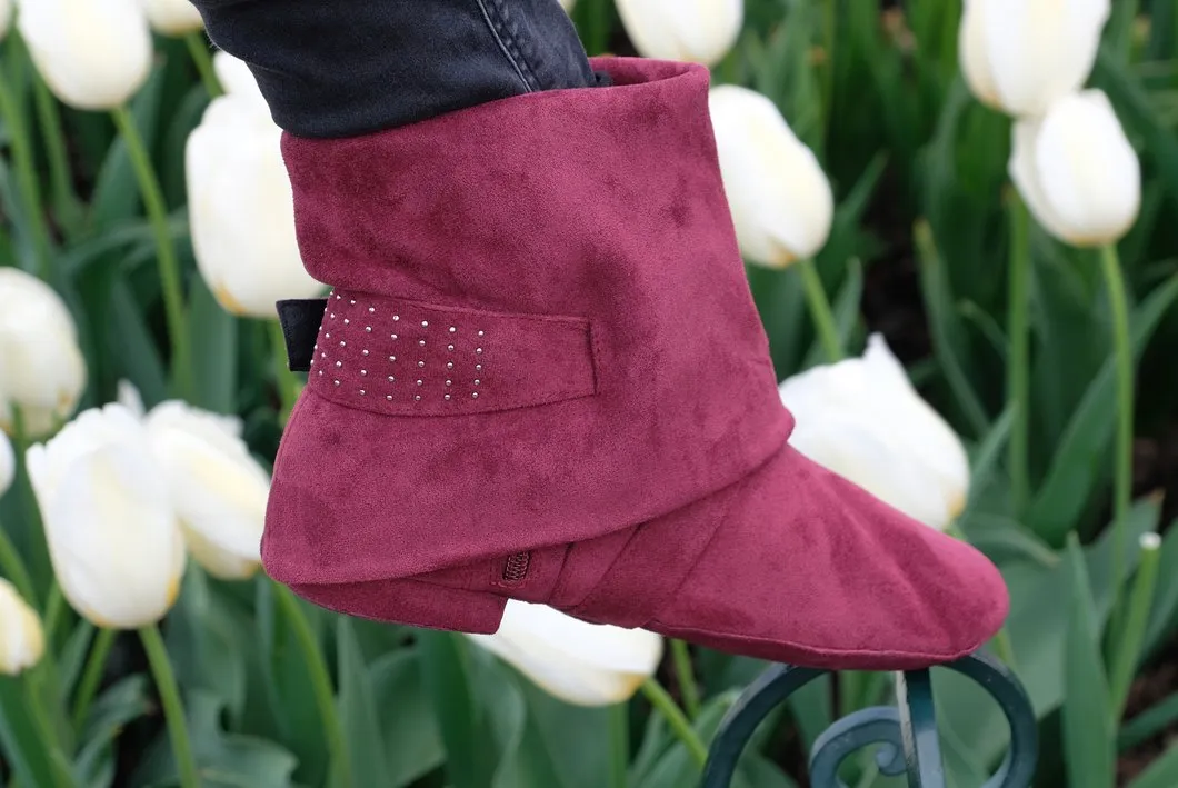 Marine Lauren, Aurora, Burgundy Suede, Flat Heel