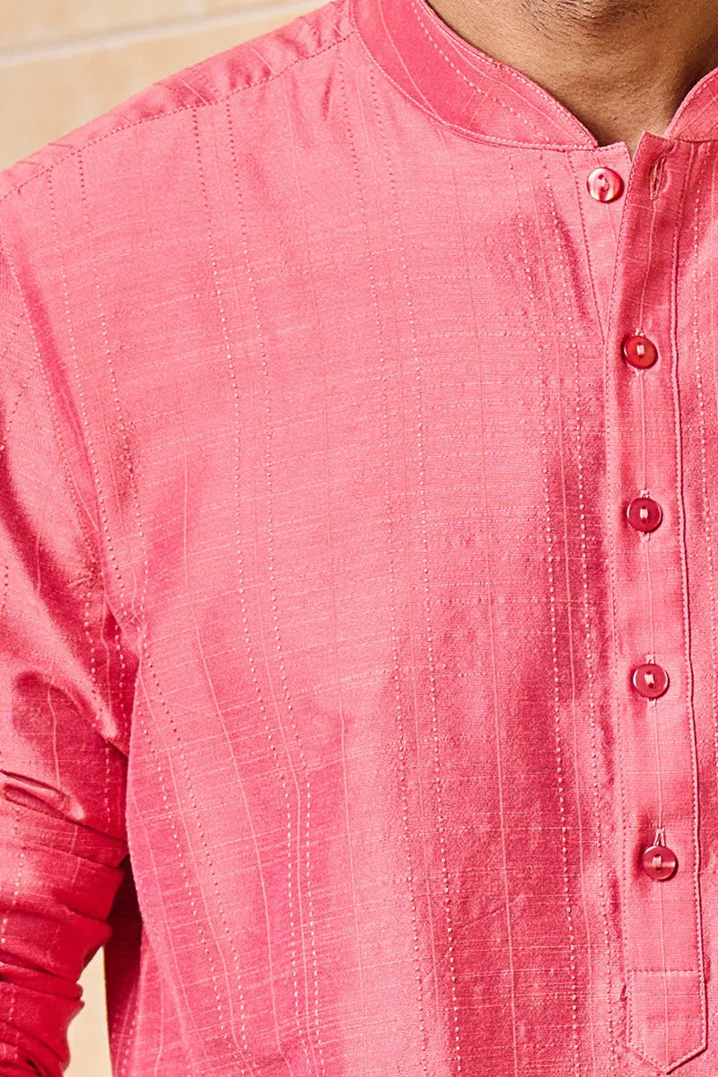 Pink Jacquard Kurta
