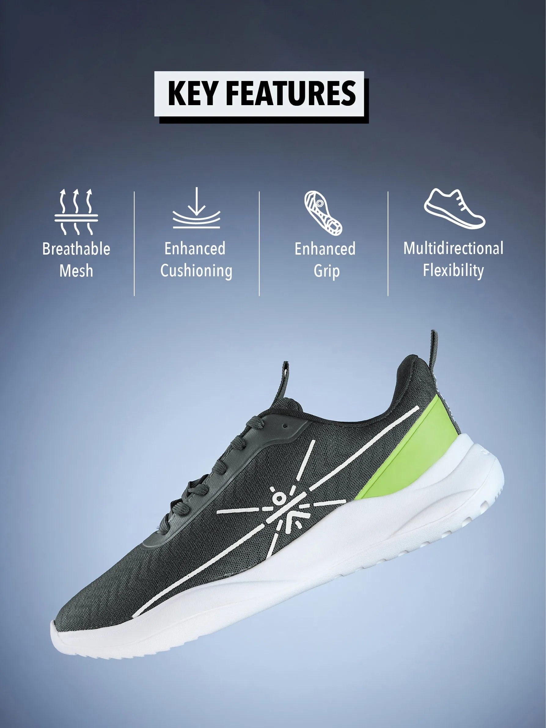 Racer Men Running Shoes - Dark Grey/Green