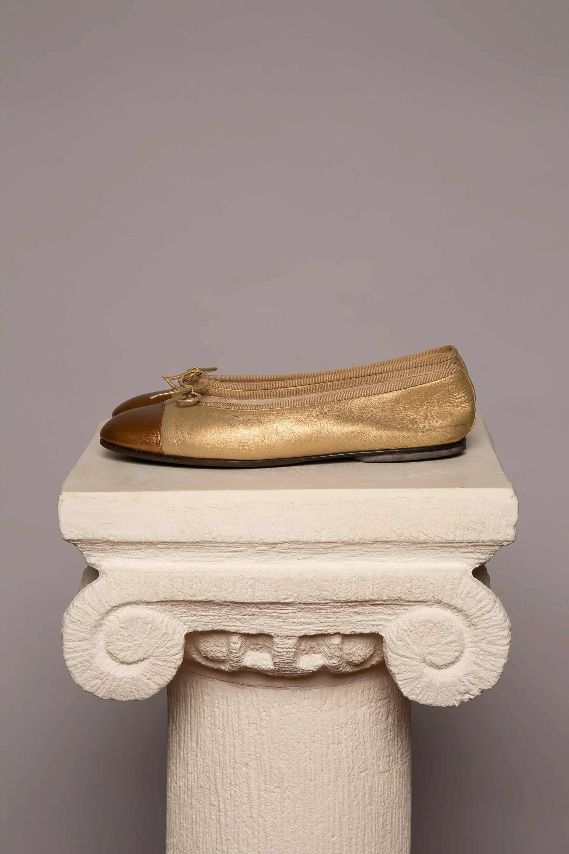 Rare CHANEL Gold Ballet Flats