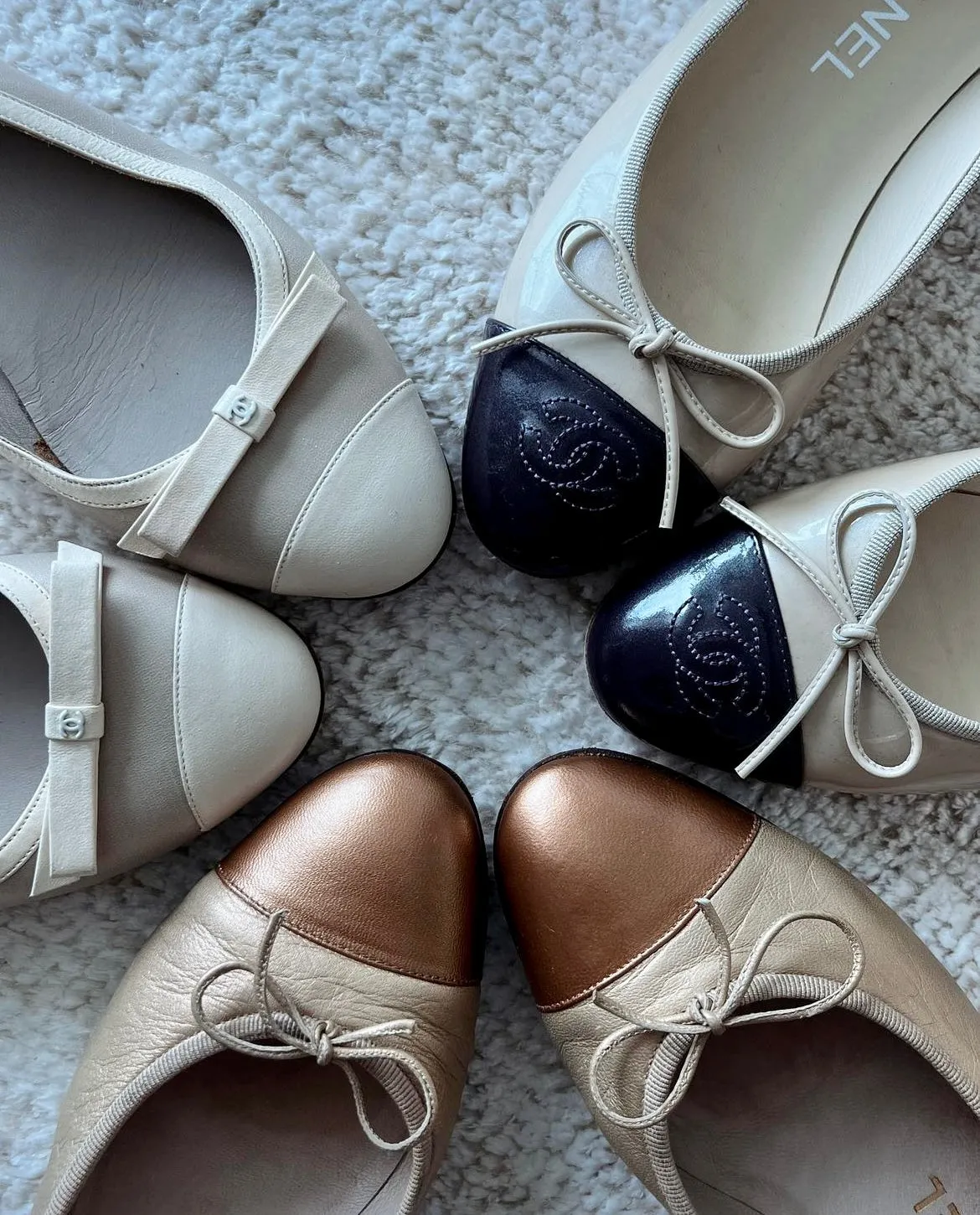 Rare CHANEL Gold Ballet Flats