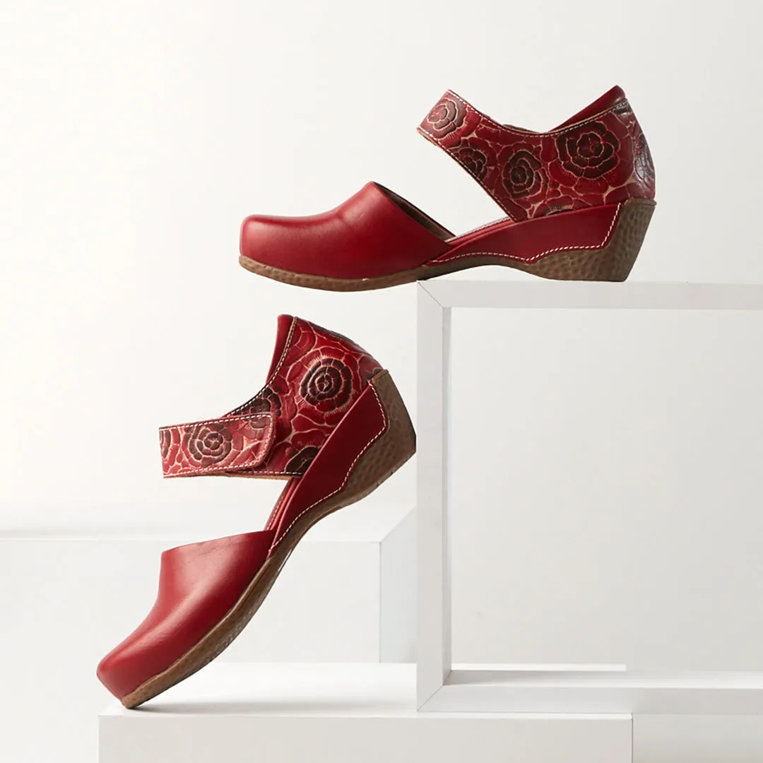 Spring Step Shoes L'Artiste Gloss Pansy Women's Hand Painted Leather Shoes