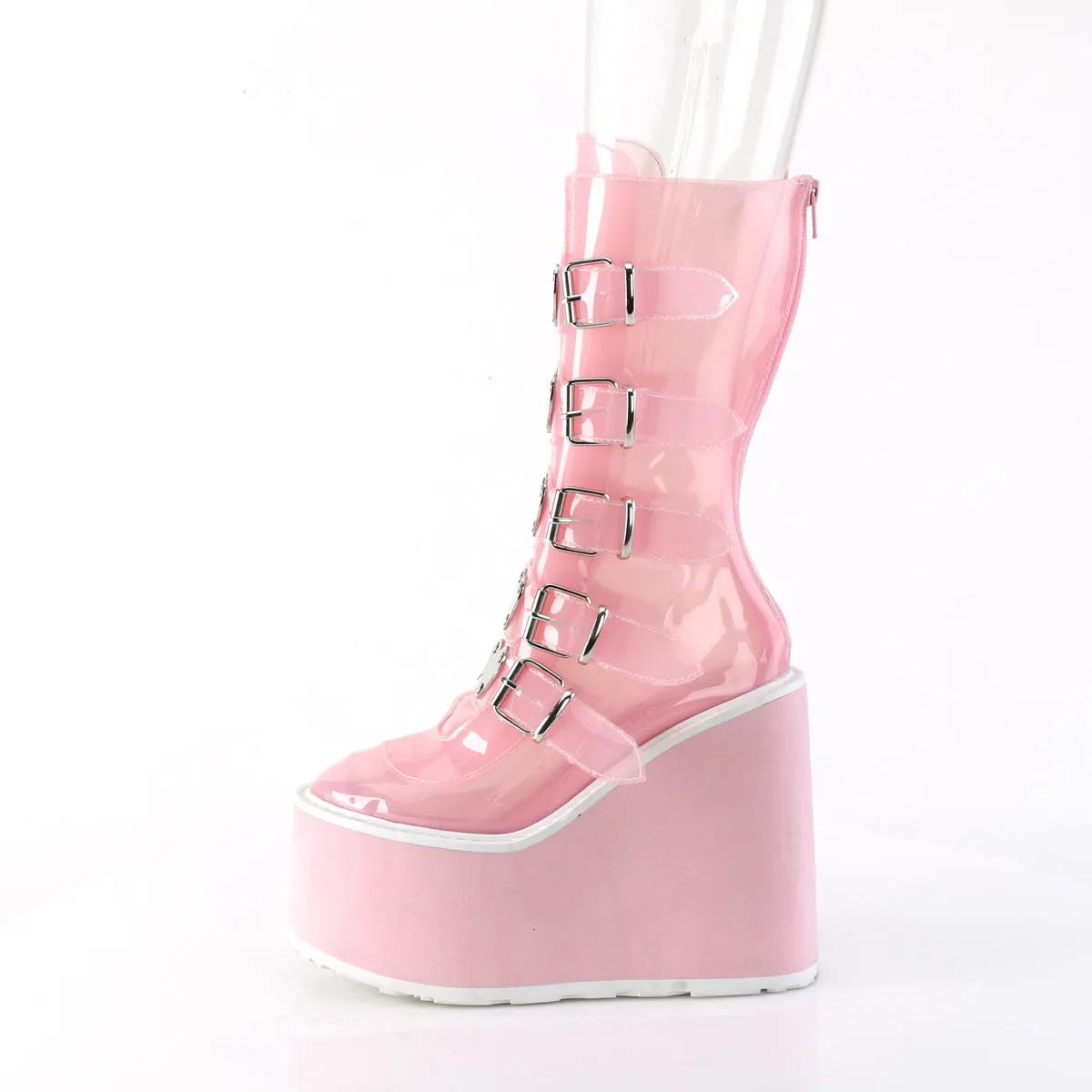 SWING-230C DemoniaCult Baby Pink Sexy Women's Mid-Calf & Knee High Boots (Alternative Footwear)