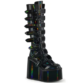 SWING-815 DemoniaCult Black Hologram Sexy Women's Mid-Calf & Knee High Boots (Alternative Footwear)