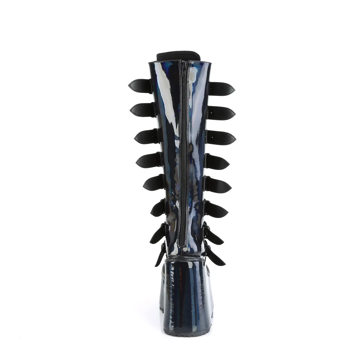 SWING-815 DemoniaCult Black Hologram Sexy Women's Mid-Calf & Knee High Boots (Alternative Footwear)