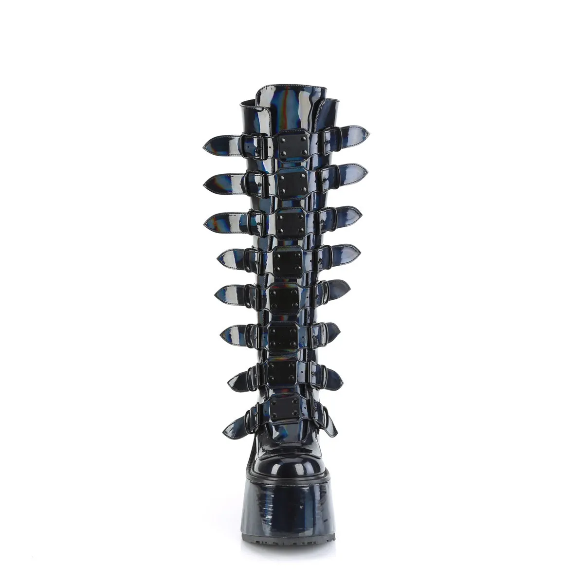 SWING-815 DemoniaCult Black Hologram Sexy Women's Mid-Calf & Knee High Boots (Alternative Footwear)